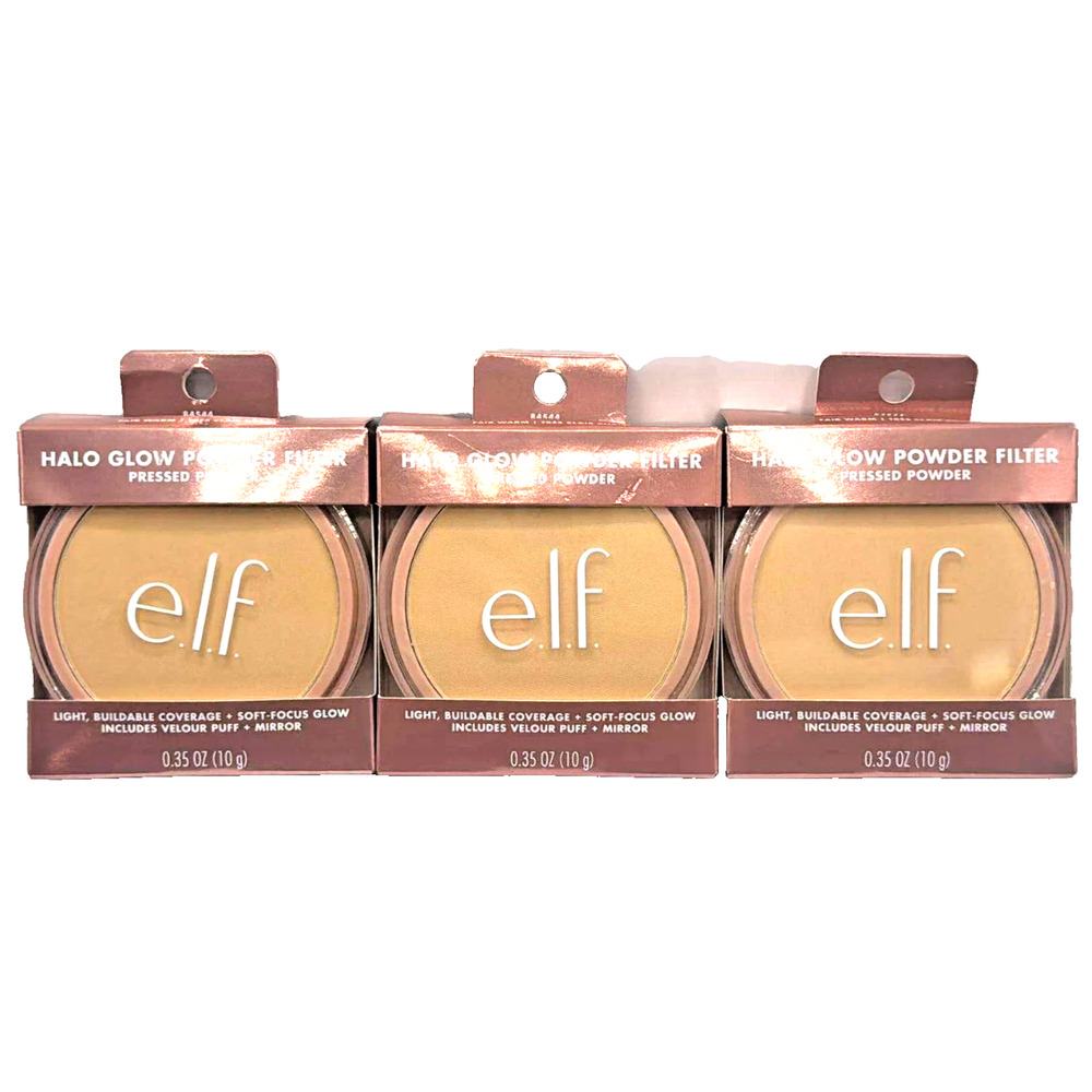 3-PACK ELF Halo Glow Powder Filter Pressed Powder ~ FAIR WARM 10g Each *B1602